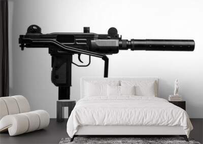 submachine gun with silencer isolated on white Wall mural