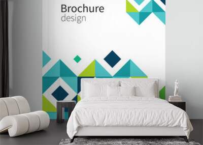 Brochure, leaflet, flyer, cover template. Modern Geometric Abstract background blue & green squares. minimalistic design creative concept Wall mural