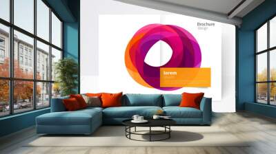 Vector Abstract Business Brochure, Annual Report, Flyer, Leaflet Cover Template. Geometric abstract background yellow and purple circles intersecting. concept catalouge design. EPS 10 Wall mural