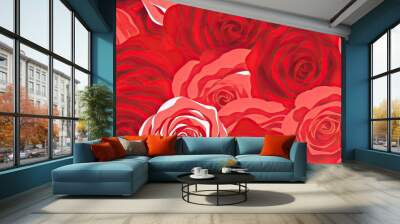 seamless pattern of romantic roses backgrounds illustrations Wall mural