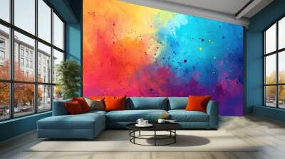 Vivid Abstraction: Bright Watercolor Drawing on Paper Wall mural