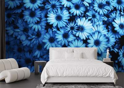 Floral blue pattern background. Abstract backdrop colored. Wall mural