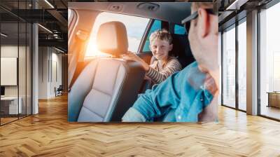 I happy to travel in car with my father Wall mural