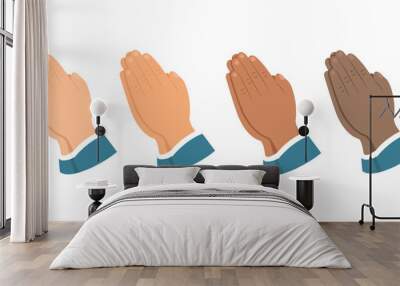 Set of hands praying with faith and hope, Praying concept. Wall mural