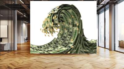 dollars wave isolated on white Wall mural