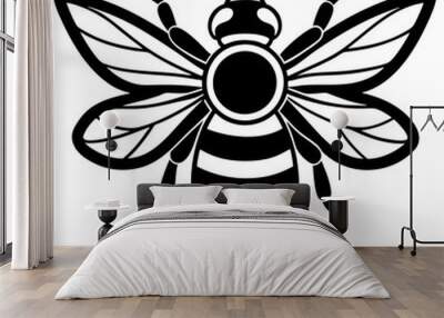 bee vector and flower, bee logo icon on white background Wall mural