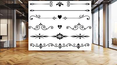 Black ornaments, vector abstract floral frame, design elements with corners and ornaments Wall mural