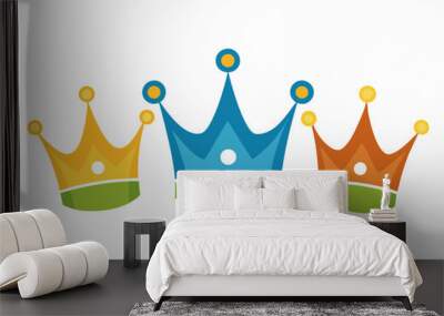 crown set, vector crown icon colorful crown, gold crown  Wall mural