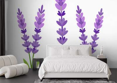 lavender flower vector, illustration of lavender flowers isolated on a white background Wall mural