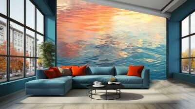 Reflection of vibrant sunset in the calm waters of the ocean Wall mural