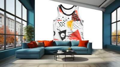 Trendy graphic tank top for boys, isolated on a solid white background Wall mural