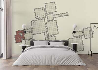 Dungeon game asset. Top view. Vector illustration. Wall mural