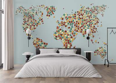 World map colorful mosaic art Wall mural