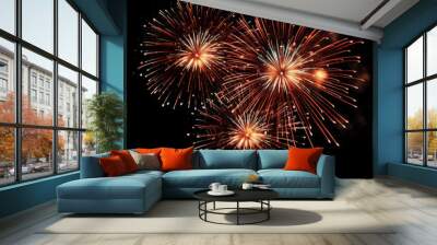 fire works in the sky with black background Wall mural