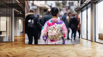 Japanese Woman Kimono in Gion Kyoto Japan  Wall mural