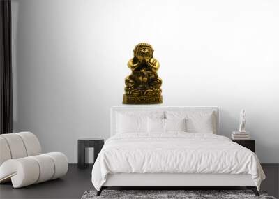 thai meditaion buddha image on isolated background.thai famous brass buddha statue Wall mural