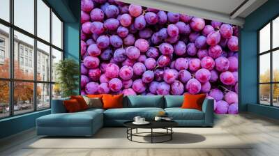 Close up of raw organic sweet red grapes background. Wall mural