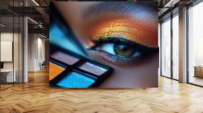 close-up colorful makeup palette mirror Wall mural