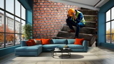 Construction engineers are having trouble working Engineering concepts Wall mural