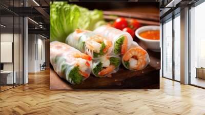 Fresh Shrimp Spring Rolls Vietnamese food Wall mural