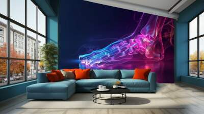 Image of human metatarsal bones. Isolated with 3D hologram. Medical concept. new technology Wall mural