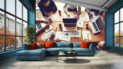 marketing analysis team view accounting team business meeting Wall mural