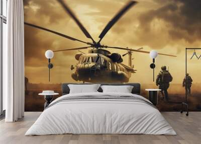 special force soldiers entering the city after the apocalypse , 3d illustration Wall mural