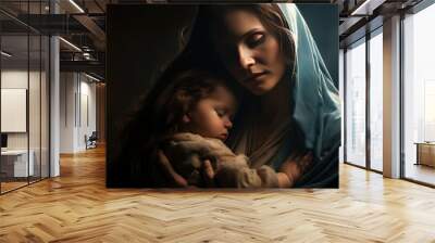 The Virgin Mary holds Jesus Christ in her arms. Wall mural