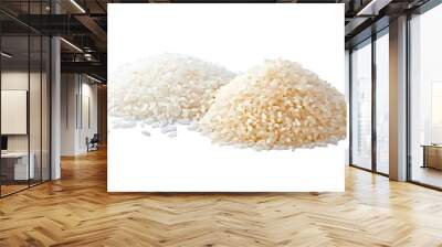 White rice (Thai jasmine rice) and unground rice isolated on white background Wall mural