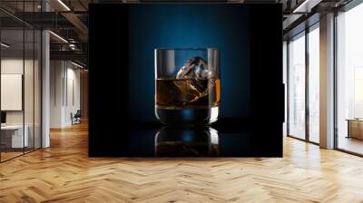 Whiskey in Glass with Ice Cubes Wall mural