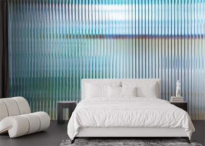 abstract wave glass vertical line pattern background. texture of wavy glass illuminated with multi-c Wall mural