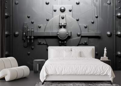 Durable metallic safe door representing protection in vaults Wall mural