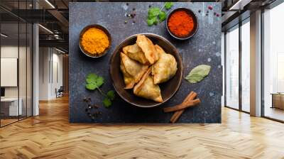 Indian baked stuffed pastry samosa Wall mural