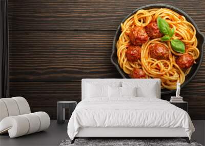 Meatballs pasta in tomato sauce Wall mural