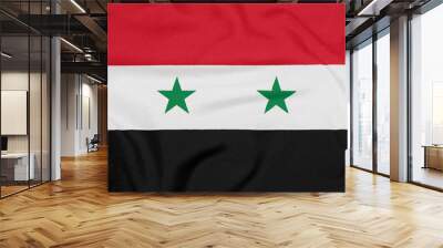 Flag of Syria on textured fabric. Patriotic symbol Wall mural