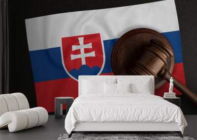 Judges hammer and the flag of Slovakia. Law and Justice. Constitutional law Wall mural