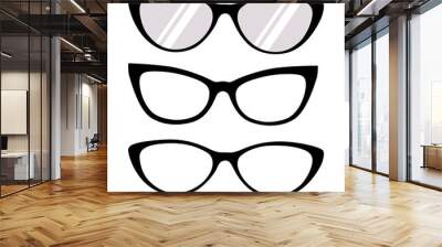 Silhouette set of eyewear, eye glasses and sunglasses in flat vector. Wall mural