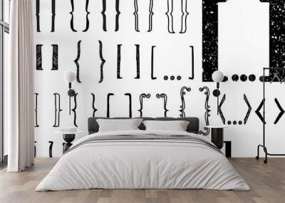 24 different hand drawn brackets. Bracket icons set. Wall mural