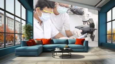 two of science discus in laboratory Wall mural