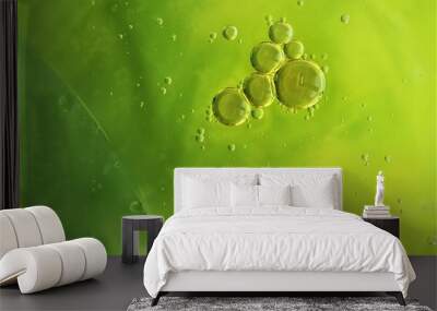 Abstract green olive oil drop on water . photo  Wall mural