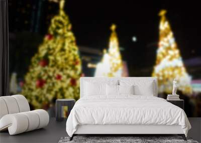 Blurred photo of Colorful Christmas Tree Bokeh background Wall mural