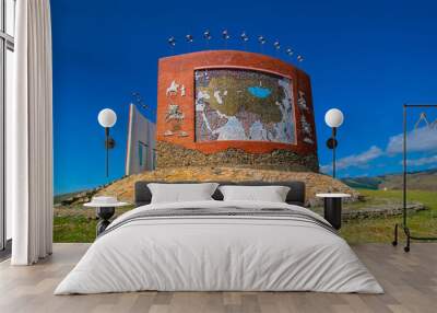 Mongolia - August 7, 2024 - Monument for Mongol States, Imperial Map Monument for the three empires settled at Orkhon River, located in Kharkhorin, the capital of the Mongol Empire under Genghis Khan Wall mural