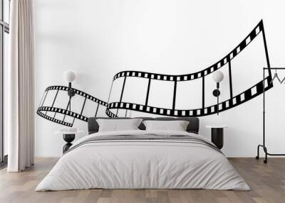 roll of retro film strip on isolated transparent background. photographic film in retro style. curve Wall mural