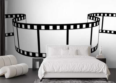 Roll of retro film strip on isolated transparent background. Photographic film in retro style. Curved film strip PNG. Wall mural