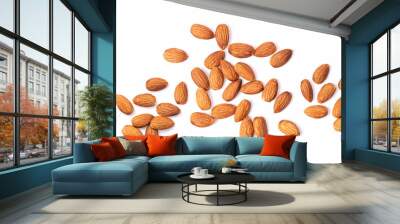 Almond Nuts isolated on white background top view Wall mural