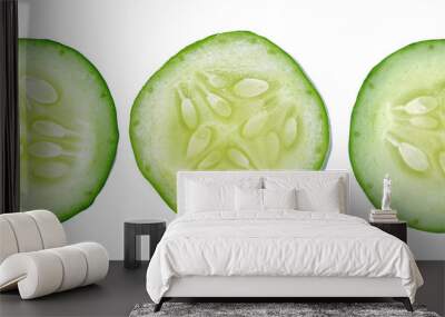 Fresh slice cucumber on transparent png Wall mural