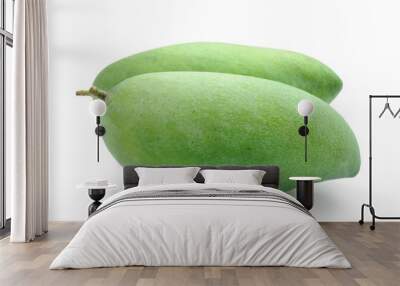 Green mango isolated on a white background Wall mural