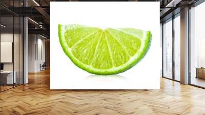 Juicy slice of lime isolated on white background Wall mural