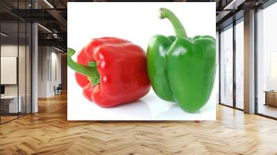 red green pepper on white background Wall mural