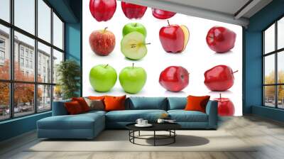 set of apple on white background Wall mural